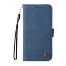 For Samsung Galaxy A52 5G / 4G / A52s Skin Feel Life Tree Metal Button Horizontal Flip Leather Case with Holder & Card Slot & Wallet & Photo Frame & Strap(Blue)