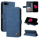 Skin Feel Life Tree Metal Button Horizontal Flip Leather Case with Holder & Card Slot & Wallet & Photo Frame & Strap For iPhone SE 2022 / SE 2020 / 8 / 7(Blue)
