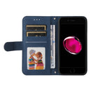 Skin Feel Life Tree Metal Button Horizontal Flip Leather Case with Holder & Card Slot & Wallet & Photo Frame & Strap For iPhone SE 2022 / SE 2020 / 8 / 7(Blue)