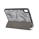 For iPad mini 6 Marble Texture Pattern Horizontal Flip Leather Tablet Case with Three-folding Holder & Pen Slot & Sleep / Wake-up Function(Black Grey)