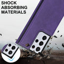 For Samsung Galaxy S21 Ultra 5G Cross-body Square Double Buckle Flip Card Bag TPU+PU Case with Card Slots & Wallet & Photo & Strap(Purple)