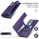 For Samsung Galaxy S21 Ultra 5G Cross-body Square Double Buckle Flip Card Bag TPU+PU Case with Card Slots & Wallet & Photo & Strap(Purple)