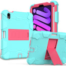Two-Color Robot Shockproof Silicone + PC Protective Tablet Case with Holder & Pen Slot For iPad mini 6(Mint Green + Rose Red)
