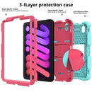 Two-Color Robot Shockproof Silicone + PC Protective Tablet Case with Holder & Pen Slot For iPad mini 6(Mint Green + Rose Red)