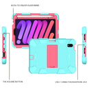 Two-Color Robot Shockproof Silicone + PC Protective Tablet Case with Holder & Pen Slot For iPad mini 6(Mint Green + Rose Red)