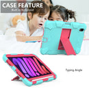 Two-Color Robot Shockproof Silicone + PC Protective Tablet Case with Holder & Pen Slot For iPad mini 6(Mint Green + Rose Red)
