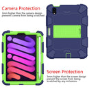 Two-Color Robot Shockproof Silicone + PC Protective Tablet Case with Holder & Pen Slot For iPad mini 6(Navy Blue + Yellow Green)