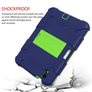 Two-Color Robot Shockproof Silicone + PC Protective Tablet Case with Holder & Pen Slot For iPad mini 6(Navy Blue + Yellow Green)