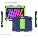 Two-Color Robot Shockproof Silicone + PC Protective Tablet Case with Holder & Pen Slot For iPad mini 6(Navy Blue + Yellow Green)