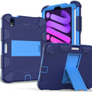 Two-Color Robot Shockproof Silicone + PC Protective Tablet Case with Holder & Pen Slot For iPad mini 6(Navy Blue + Blue)