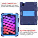 Two-Color Robot Shockproof Silicone + PC Protective Tablet Case with Holder & Pen Slot For iPad mini 6(Navy Blue + Blue)