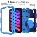 Two-Color Robot Shockproof Silicone + PC Protective Tablet Case with Holder & Pen Slot For iPad mini 6(Navy Blue + Blue)