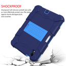 Two-Color Robot Shockproof Silicone + PC Protective Tablet Case with Holder & Pen Slot For iPad mini 6(Navy Blue + Blue)