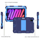 Two-Color Robot Shockproof Silicone + PC Protective Tablet Case with Holder & Pen Slot For iPad mini 6(Navy Blue + Blue)