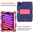 Two-Color Robot Shockproof Silicone + PC Protective Tablet Case with Holder & Pen Slot For iPad mini 6(Navy Blue + Rose Red)