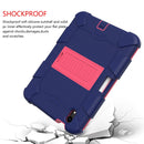 Two-Color Robot Shockproof Silicone + PC Protective Tablet Case with Holder & Pen Slot For iPad mini 6(Navy Blue + Rose Red)