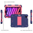 Two-Color Robot Shockproof Silicone + PC Protective Tablet Case with Holder & Pen Slot For iPad mini 6(Navy Blue + Rose Red)