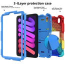 Two-Color Robot Shockproof Silicone + PC Protective Tablet Case with Holder & Pen Slot For iPad mini 6(Colorful + Blue)