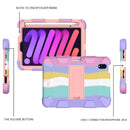 Two-Color Robot Shockproof Silicone + PC Protective Tablet Case with Holder & Pen Slot For iPad mini 6(Colorful + Rose Gold)