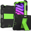 Two-Color Robot Shockproof Silicone + PC Protective Tablet Case with Holder & Pen Slot For iPad mini 6(Black + Yellow Green)