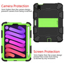 Two-Color Robot Shockproof Silicone + PC Protective Tablet Case with Holder & Pen Slot For iPad mini 6(Black + Yellow Green)