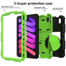 Two-Color Robot Shockproof Silicone + PC Protective Tablet Case with Holder & Pen Slot For iPad mini 6(Black + Yellow Green)
