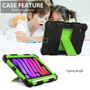 Two-Color Robot Shockproof Silicone + PC Protective Tablet Case with Holder & Pen Slot For iPad mini 6(Black + Yellow Green)