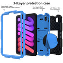 Two-Color Robot Shockproof Silicone + PC Protective Tablet Case with Holder & Pen Slot For iPad mini 6(Black + Blue)