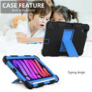 Two-Color Robot Shockproof Silicone + PC Protective Tablet Case with Holder & Pen Slot For iPad mini 6(Black + Blue)