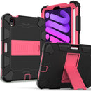 Two-Color Robot Shockproof Silicone + PC Protective Tablet Case with Holder & Pen Slot For iPad mini 6(Black + Rose Red)