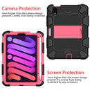 Two-Color Robot Shockproof Silicone + PC Protective Tablet Case with Holder & Pen Slot For iPad mini 6(Black + Rose Red)