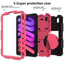 Two-Color Robot Shockproof Silicone + PC Protective Tablet Case with Holder & Pen Slot For iPad mini 6(Black + Rose Red)