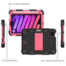 Two-Color Robot Shockproof Silicone + PC Protective Tablet Case with Holder & Pen Slot For iPad mini 6(Black + Rose Red)