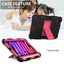 Two-Color Robot Shockproof Silicone + PC Protective Tablet Case with Holder & Pen Slot For iPad mini 6(Black + Rose Red)