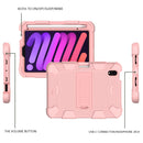 Two-Color Robot Shockproof Silicone + PC Protective Tablet Case with Holder & Pen Slot For iPad mini 6(Rose Gold)