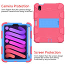 Two-Color Robot Shockproof Silicone + PC Protective Tablet Case with Holder & Pen Slot For iPad mini 6(Rose Red + Blue)