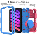 Two-Color Robot Shockproof Silicone + PC Protective Tablet Case with Holder & Pen Slot For iPad mini 6(Rose Red + Blue)