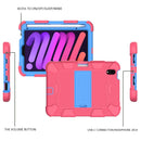 Two-Color Robot Shockproof Silicone + PC Protective Tablet Case with Holder & Pen Slot For iPad mini 6(Rose Red + Blue)