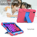 Two-Color Robot Shockproof Silicone + PC Protective Tablet Case with Holder & Pen Slot For iPad mini 6(Rose Red + Blue)