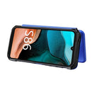 For Doogee S86 / S86 Pro Carbon Fiber Texture Magnetic Horizontal Flip TPU + PC + PU Leather Case with Card Slot(Blue)