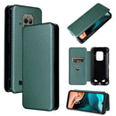 For Doogee S86 / S86 Pro Carbon Fiber Texture Magnetic Horizontal Flip TPU + PC + PU Leather Case with Card Slot(Green)
