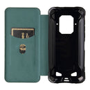 For Doogee S86 / S86 Pro Carbon Fiber Texture Magnetic Horizontal Flip TPU + PC + PU Leather Case with Card Slot(Green)