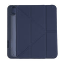 Deformation Transparent Acrylic Horizontal Flip PU Leather Tablet Case with Multi-folding Holder & Sleep / Wake-up Function & Pen Slot For iPad mini 6(Dark Blue)