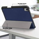 Solid Color TPU Horizontal Flip Leather Tablet Case with Three-folding Holder & Pen Slot & Sleep / Wake-up Function For iPad mini 6(Dark Blue)