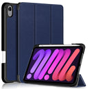 Solid Color TPU Horizontal Flip Leather Tablet Case with Three-folding Holder & Pen Slot & Sleep / Wake-up Function For iPad mini 6(Dark Blue)