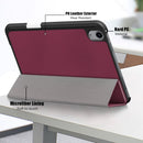 Solid Color TPU Horizontal Flip Leather Tablet Case with Three-folding Holder & Pen Slot & Sleep / Wake-up Function For iPad mini 6(Wine Red)