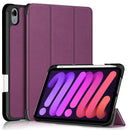 Solid Color TPU Horizontal Flip Leather Tablet Case with Three-folding Holder & Pen Slot & Sleep / Wake-up Function For iPad mini 6(Purple)