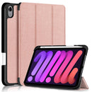 Solid Color TPU Horizontal Flip Leather Tablet Case with Three-folding Holder & Pen Slot & Sleep / Wake-up Function For iPad mini 6(Rose Gold)