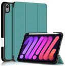 Solid Color TPU Horizontal Flip Leather Tablet Case with Three-folding Holder & Pen Slot & Sleep / Wake-up Function For iPad mini 6(Dark Green)