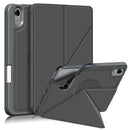 Cloth Texture Multi-folding Horizontal Flip PU Leather Shockproof Tablet Case with Holder & Sleep / Wake-up Function & Pen Slot For iPad mini 6(Grey)